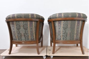 中古　美品　maruni(マルニ木工)　地中海ロイヤルシリーズ(ROYAL)　シャルル　優雅な曲線美と重厚感漂うアームチェア2脚セット(1Pソファ、1人掛けソファ、一人掛けソファ、アームチェア、バラ売り可能)(定価2脚で約60万円)(R-084267)
