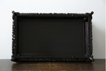 和製ビンテージ　美品!!　国産職人手作り品　総紫檀(シタン)材　落ち着きのある上品さを醸し出す彫刻入りの花台　(R-084269)