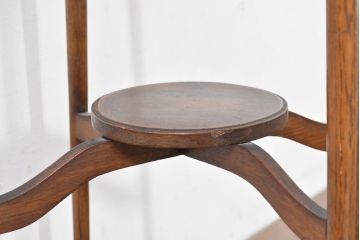 和製アンティーク　希少‼　繊細で個性的なデザインが魅力!楢(ナラ)材の花台(サイドテーブル、飾り台、ディスプレイ台)(R-084270)