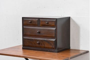 中古　美品　松本民芸家具　立体的なデザインが魅力の凸面小引き出し(卓上収納、小物収納)(R-084274)