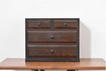 中古　美品　松本民芸家具　立体的なデザインが魅力の凸面小引き出し(卓上収納、小物収納)(R-084274)