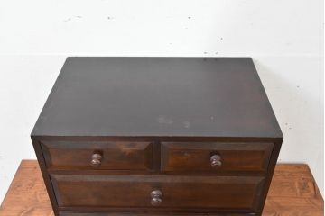 中古　美品　松本民芸家具　立体的なデザインが魅力の凸面小引き出し(卓上収納、小物収納)(R-084274)