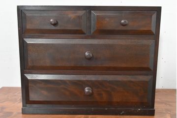 中古　美品　松本民芸家具　立体的なデザインが魅力の凸面小引き出し(卓上収納、小物収納)(R-084274)
