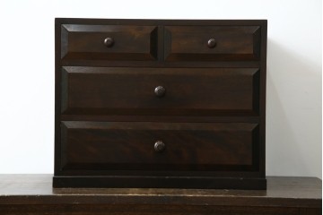 中古　美品　松本民芸家具　立体的なデザインが魅力の凸面小引き出し(卓上収納、小物収納)(R-084274)