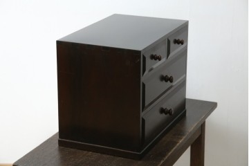 中古　美品　松本民芸家具　立体的なデザインが魅力の凸面小引き出し(卓上収納、小物収納)(R-084274)
