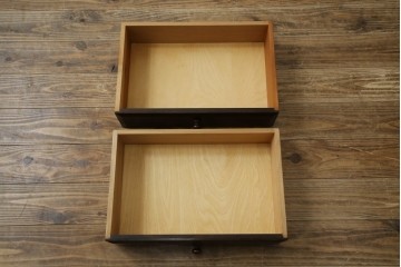 中古　美品　松本民芸家具　立体的なデザインが魅力の凸面小引き出し(卓上収納、小物収納)(R-084274)