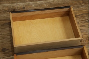 中古　美品　松本民芸家具　立体的なデザインが魅力の凸面小引き出し(卓上収納、小物収納)(R-084274)