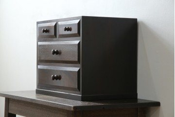 中古　美品　松本民芸家具　立体的なデザインが魅力の凸面小引き出し(卓上収納、小物収納)(R-084274)