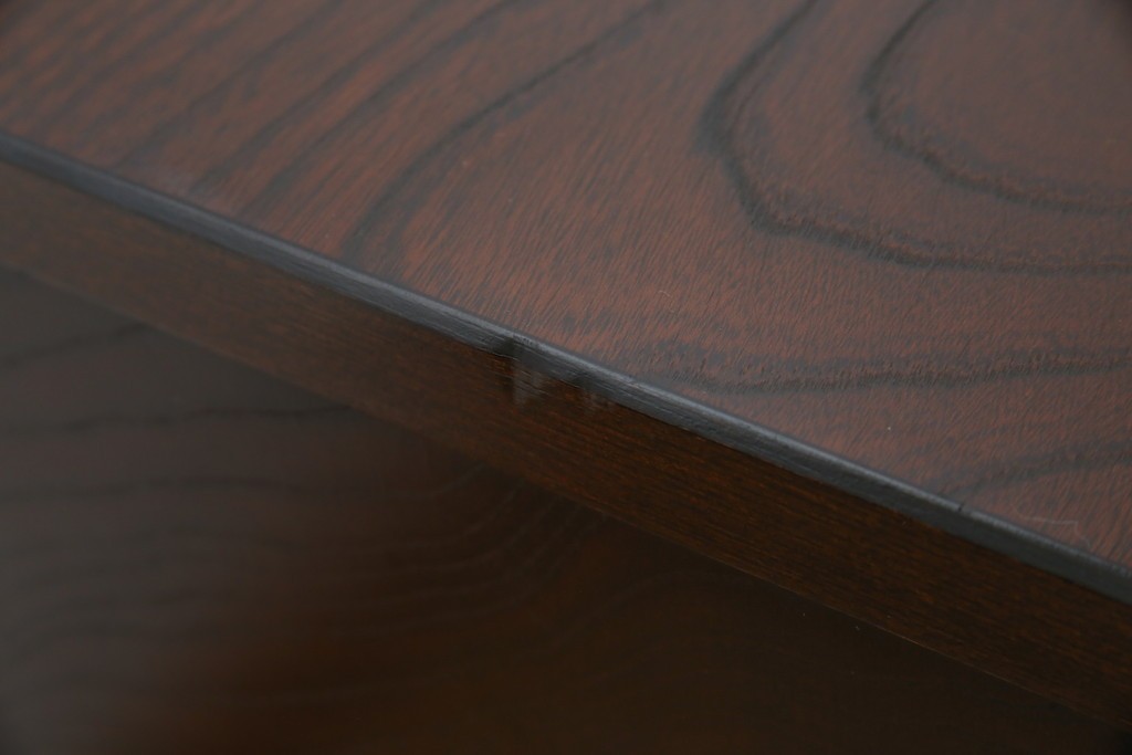 中古　希少デザイン　くっきりとした杢目が魅力的!職人技が光る金具付き民芸箪笥ローボード　(R-084278)