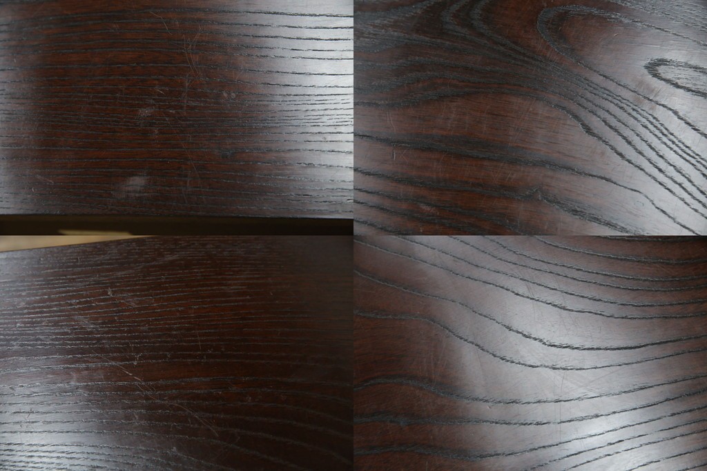 中古　希少デザイン　くっきりとした杢目が魅力的!職人技が光る金具付き民芸箪笥ローボード　(R-084278)