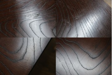 中古　希少デザイン　くっきりとした杢目が魅力的!職人技が光る金具付き民芸箪笥ローボード　(R-084278)