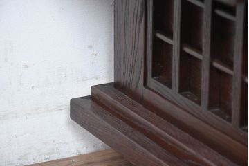 中古　美品　栗材　無垢材　浮造り仕上げ　重厚な佇まいの囲炉裏テーブル(木製火鉢、長火鉢、ローテーブル、センターテーブル、リビングテーブル、座卓)(R-084281)