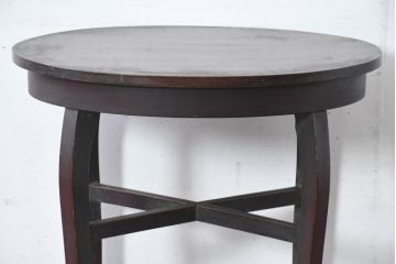 アジアンアンティーク　オーバル型天板と優雅な曲線美が魅力のサイドテーブル(コーヒーテーブル、カフェテーブル、ラウンドテーブル、花台、飾り台)(R-084283)