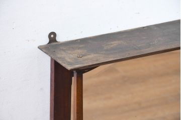 イギリスアンティーク　引き出し付きで小物収納もできる!趣あるマホガニー材でお部屋を上品に彩る壁掛けミラー(壁掛け鏡、ウォールミラー、姿見、英国)(R-084284)