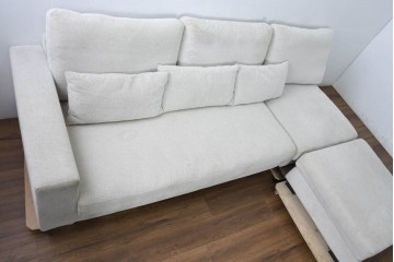 中古　美品　匠大塚購入品　広々サイズでゆったりとくつろげるシンプルモダンデザインのオットマン付き3人掛けソファ　定価推定約61万円相当　(R-084294)