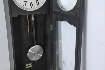和製　Meiji(明治時計社)　大正ロマン　シックな佇まいが魅力の大きな柱時計(掛け時計、古時計、振り子時計)(R-084296)