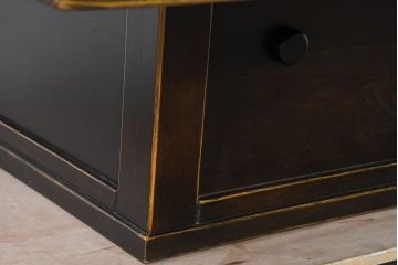 中古　希少な廃番品!!　葉山ガーデン取り扱い　国産　職人手作り品　タモ材　アンティーク調の囲炉裏テーブル(座卓、ローテーブル、センターテーブル、リビングテーブル)(定価約25万円)(R-084297)