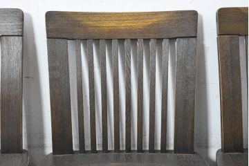 中古　希少な廃番品!!　葉山ガーデン取り扱い　国産　職人手作り品　タモ材　アンティーク調の回転座椅子4台セット(回転チェア、囲炉裏チェア、イス、椅子、バラ売り可能)(R-084300)