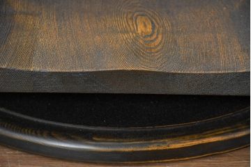 中古　希少な廃番品!!　葉山ガーデン取り扱い　国産　職人手作り品　タモ材　アンティーク調の回転座椅子4台セット(回転チェア、囲炉裏チェア、イス、椅子、バラ売り可能)(R-084300)