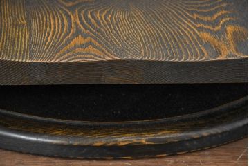 中古　希少な廃番品!!　葉山ガーデン取り扱い　国産　職人手作り品　タモ材　アンティーク調の回転座椅子4台セット(回転チェア、囲炉裏チェア、イス、椅子、バラ売り可能)(R-084300)