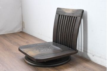 中古　希少な廃番品!!　葉山ガーデン取り扱い　国産　職人手作り品　タモ材　アンティーク調の回転座椅子4台セット(回転チェア、囲炉裏チェア、イス、椅子、バラ売り可能)(R-084300)