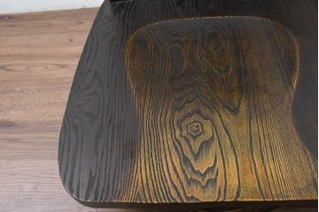 中古　希少な廃番品!!　葉山ガーデン取り扱い　国産　職人手作り品　タモ材　アンティーク調の回転座椅子4台セット(回転チェア、囲炉裏チェア、イス、椅子、バラ売り可能)(R-084300)