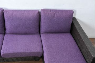 中古　美品　展示品　名門藤家具　カザマ(Kazama)　Ventura New Frag(ベンチュラニューフラーグ)　ラタン　大人の空間を演出するら引き出し付き3人掛けソファ(三人掛け、システムソファ、カウチソファ、コーナーソファ、)(定価約53万円)(R-084301)