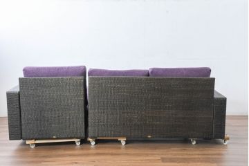 中古　美品　展示品　名門藤家具　カザマ(Kazama)　Ventura New Frag(ベンチュラニューフラーグ)　ラタン　大人の空間を演出するら引き出し付き3人掛けソファ(三人掛け、システムソファ、カウチソファ、コーナーソファ、)(定価約53万円)(R-084301)