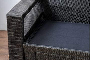 中古　美品　展示品　名門藤家具　カザマ(Kazama)　Ventura New Frag(ベンチュラニューフラーグ)　ラタン　大人の空間を演出するら引き出し付き3人掛けソファ(三人掛け、システムソファ、カウチソファ、コーナーソファ、)(定価約53万円)(R-084301)
