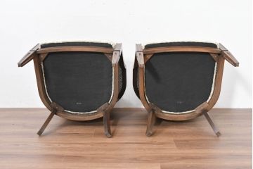 中古　展示品　美品　カリモク家具(karimoku)　domani(ドマーニ)　QUEENS LIFE(クイーンズライフ)　優雅なフォルムと柔らかな色合いでどんな空間にも馴染む!クラシカルな1人掛けソファ2脚セット(1Pソファ、一人掛けソファ、バラ売り可能)(定価2脚で約36万円)(R-084303)