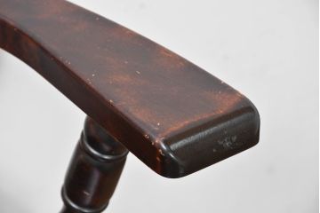 中古　北海道民芸家具　希少な廃番品　HM630　格好良い佇まいが魅力のキャプテンチェア4脚セット(肘掛け椅子、アームチェア、イス、板座チェア、ダイニングチェア、バラ売り可能)(R-084306)