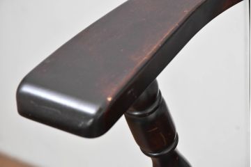 中古　北海道民芸家具　希少な廃番品　HM630　格好良い佇まいが魅力のキャプテンチェア4脚セット(肘掛け椅子、アームチェア、イス、板座チェア、ダイニングチェア、バラ売り可能)(R-084306)