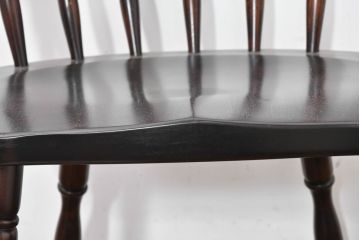中古　北海道民芸家具　希少な廃番品　HM630　格好良い佇まいが魅力のキャプテンチェア4脚セット(肘掛け椅子、アームチェア、イス、板座チェア、ダイニングチェア、バラ売り可能)(R-084306)