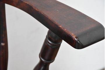 中古　北海道民芸家具　希少な廃番品　HM630　格好良い佇まいが魅力のキャプテンチェア4脚セット(肘掛け椅子、アームチェア、イス、板座チェア、ダイニングチェア、バラ売り可能)(R-084306)