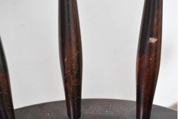 中古　北海道民芸家具　希少な廃番品　HM630　格好良い佇まいが魅力のキャプテンチェア4脚セット(肘掛け椅子、アームチェア、イス、板座チェア、ダイニングチェア、バラ売り可能)(R-084306)