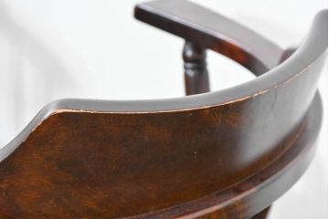 中古　北海道民芸家具　希少な廃番品　HM630　格好良い佇まいが魅力のキャプテンチェア4脚セット(肘掛け椅子、アームチェア、イス、板座チェア、ダイニングチェア、バラ売り可能)(R-084306)