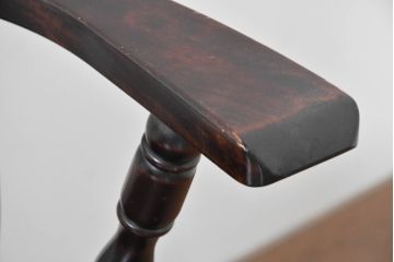 中古　北海道民芸家具　希少な廃番品　HM630　格好良い佇まいが魅力のキャプテンチェア4脚セット(肘掛け椅子、アームチェア、イス、板座チェア、ダイニングチェア、バラ売り可能)(R-084306)