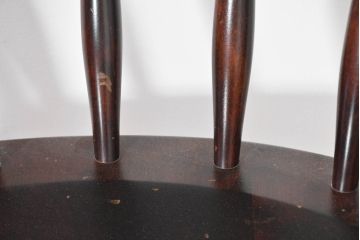 中古　北海道民芸家具　希少な廃番品　HM630　格好良い佇まいが魅力のキャプテンチェア4脚セット(肘掛け椅子、アームチェア、イス、板座チェア、ダイニングチェア、バラ売り可能)(R-084306)
