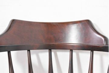 中古　北海道民芸家具　希少な廃番品　HM630　格好良い佇まいが魅力のキャプテンチェア4脚セット(肘掛け椅子、アームチェア、イス、板座チェア、ダイニングチェア、バラ売り可能)(R-084306)