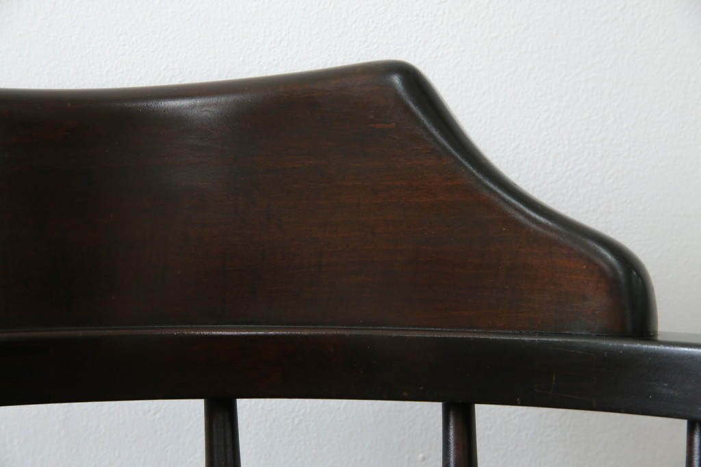 中古　北海道民芸家具　希少な廃番品　HM630　格好良い佇まいが魅力のキャプテンチェア4脚セット　(R-084306)