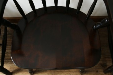 中古　北海道民芸家具　希少な廃番品　HM630　格好良い佇まいが魅力のキャプテンチェア4脚セット　(R-084306)