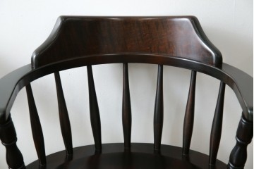 中古　北海道民芸家具　希少な廃番品　HM630　格好良い佇まいが魅力のキャプテンチェア4脚セット　(R-084306)