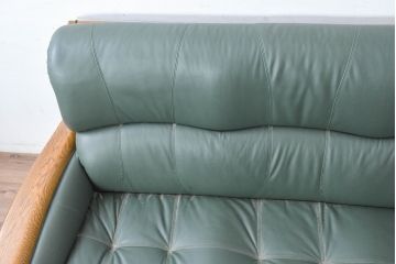 中古　美品!!　浜本工芸　ロングセラー　ベストセラーモデル　1800　重厚感のある3人掛けレザーソファ(本革、3人掛けソファ、三人掛け、トリプルソファ)(定価約25万円)(R-084310)