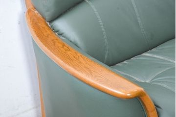 中古　美品!!　浜本工芸　ロングセラー　ベストセラーモデル　1800　重厚感のある3人掛けレザーソファ(本革、3人掛けソファ、三人掛け、トリプルソファ)(定価約25万円)(R-084310)
