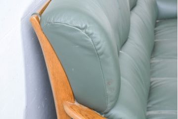 中古　美品!!　浜本工芸　ロングセラー　ベストセラーモデル　1800　重厚感のある3人掛けレザーソファ(本革、3人掛けソファ、三人掛け、トリプルソファ)(定価約25万円)(R-084310)