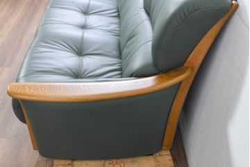 中古　美品!!　浜本工芸　ロングセラー　ベストセラーモデル　1800　重厚感のある3人掛けレザーソファ(本革、3人掛けソファ、三人掛け、トリプルソファ)(定価約25万円)(R-084310)