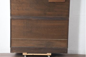 中古　美品　国産　職人手作り品　欅(ケヤキ)材　杢目の素敵な茶箪笥(収納棚、戸棚、茶棚、飾り棚、上下バラ売り可能)(定価約24万円)(R-084312)