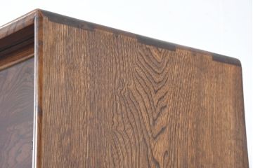 中古　美品　国産　職人手作り品　欅(ケヤキ)材　杢目の素敵な茶箪笥(収納棚、戸棚、茶棚、飾り棚、上下バラ売り可能)(定価約24万円)(R-084312)