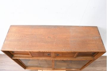 中古　美品　国産　職人手作り品　欅(ケヤキ)材　杢目の素敵なサイドキャビネット(収納棚、戸棚、茶棚、飾り棚)(R-084313)