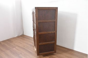 中古　松本民芸家具　当店リメイク　シックで品のある雰囲気が魅力的なワードローブ収納棚(靴箱、下駄箱、キャビネット、戸棚)(R-084316)